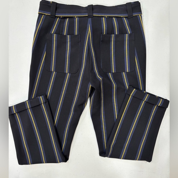 Loft slacks. Women's size 6, Black/Blue/Yellow. Tie belt, cuff ankle w/pockets - Picture 3 of 4